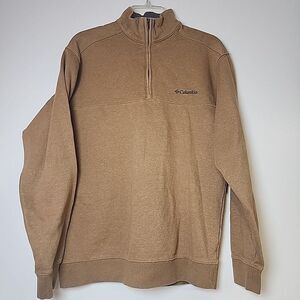 Columbia Sweater Men's Medium Brown Pullover Fleece 1/4 Zip Long Sleeve Outdoors